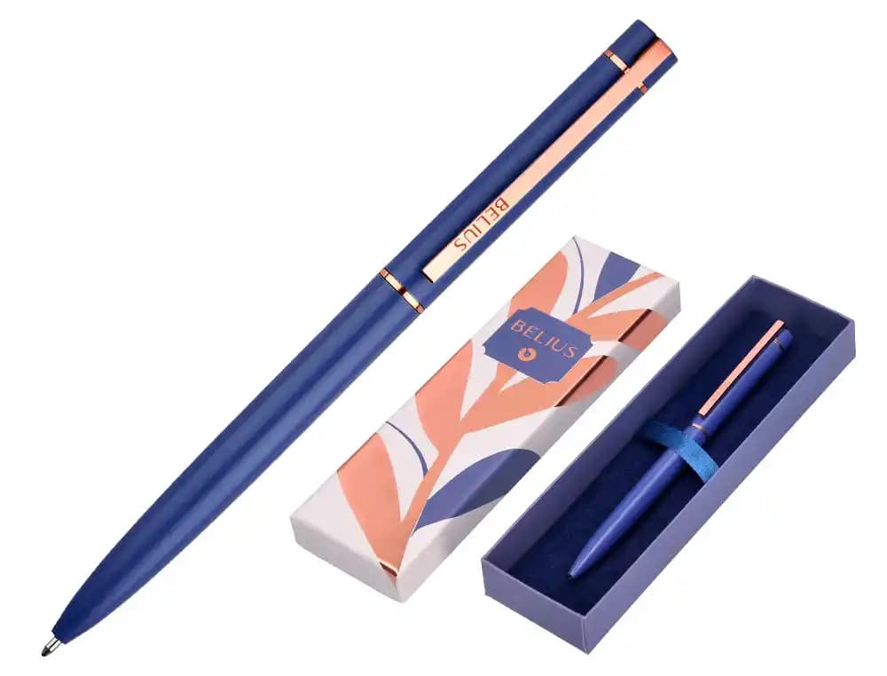 Belius Boligrafo belius rose aluminio color azul electrico/oro rosa tinta azul caja de diseño