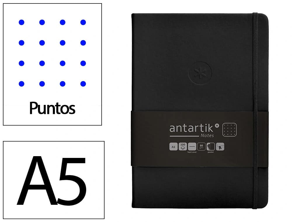 Antartik Cuaderno con gomilla antartik notes tapa dura hojas puntos 100 hojas fsc