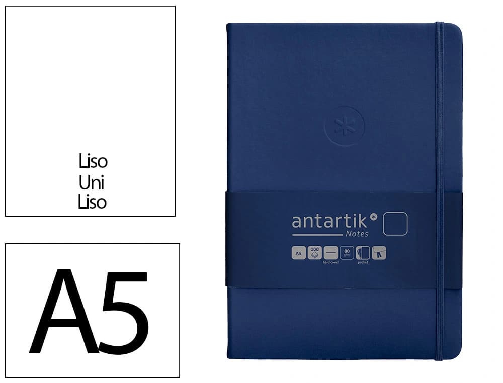 Cuaderno con gomilla antartik notes tapa dura a5 hojas lisas 100 hojas 80 gr fsc