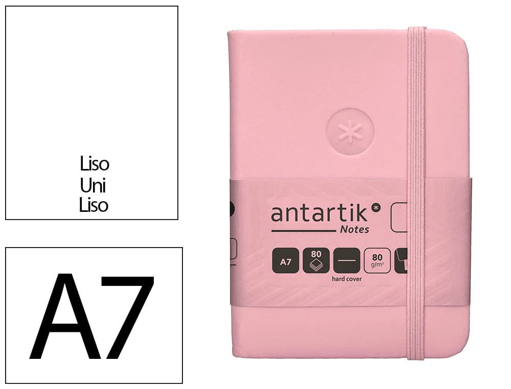 Cuaderno con gomilla antartik notes tapa dura a7 hojas lisas 80 hojas 80 gr fsc