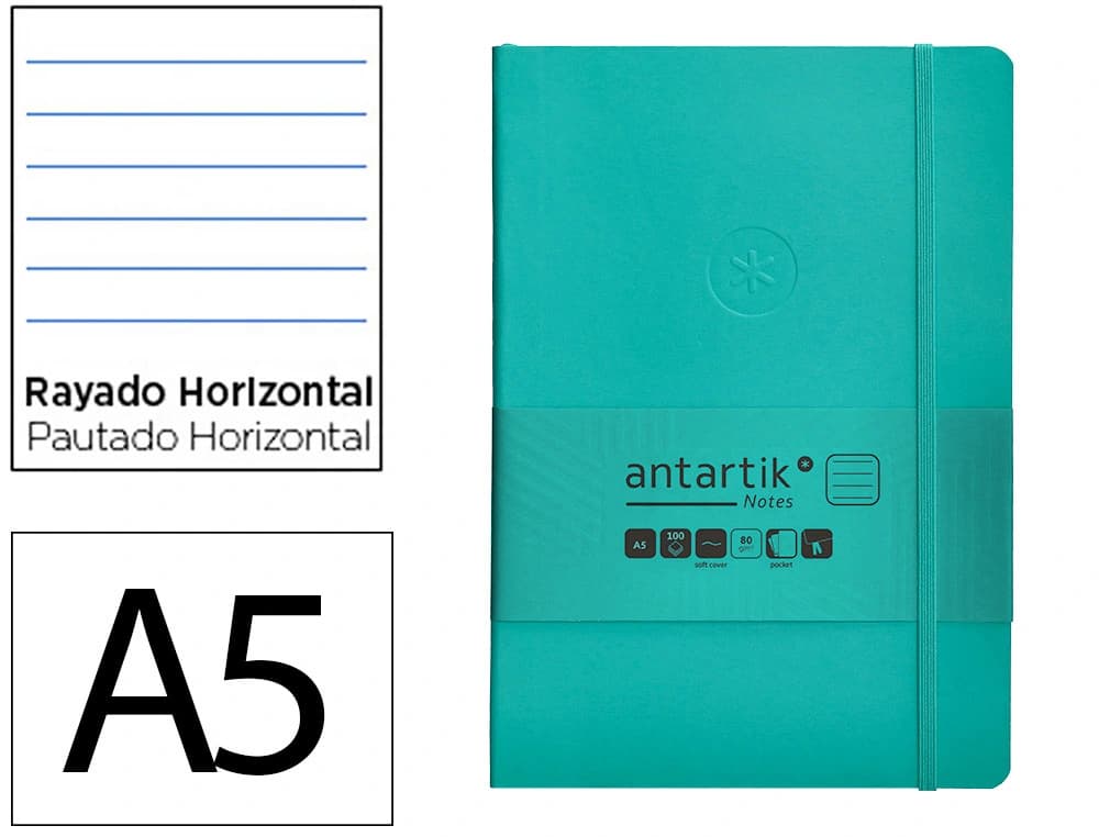Antartik Cuaderno con gomilla antartik notes tapa blanda a5 hojas rayas 80 hojas 80 gr fsc