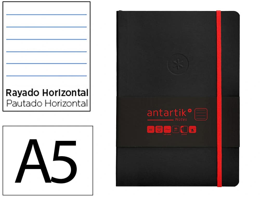 Antartik Cuaderno con gomilla antartik notes tapa blanda a5 hojas rayas 80 hojas 80 gr fsc