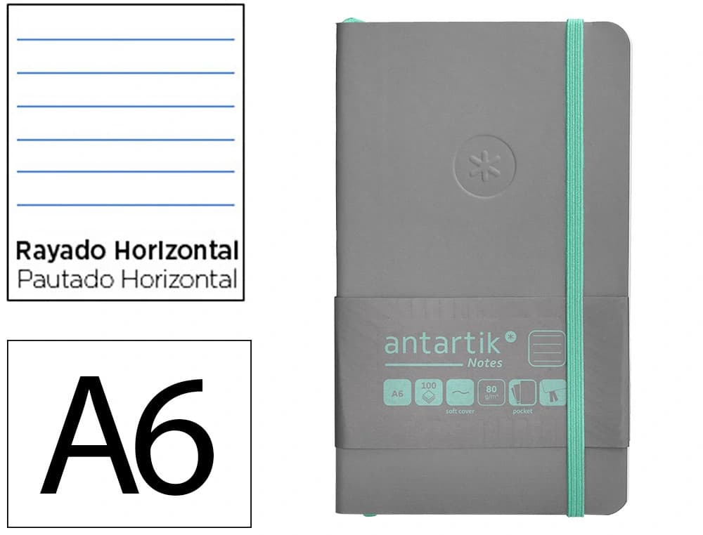 Antartik Cuaderno con gomilla antartik notes tapa blanda a6 rayas 100 hojas 80 gr fsc