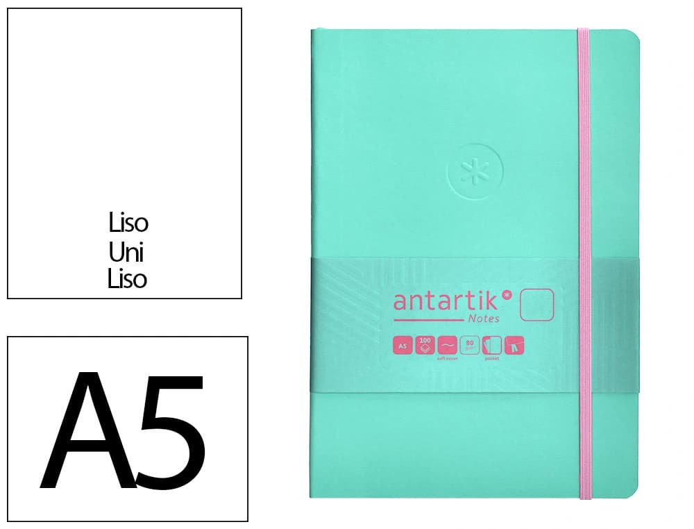Antartik Cuaderno con gomilla antartik notes tapa blanda a5 hojas lisas 80 hojas 80 gr fsc