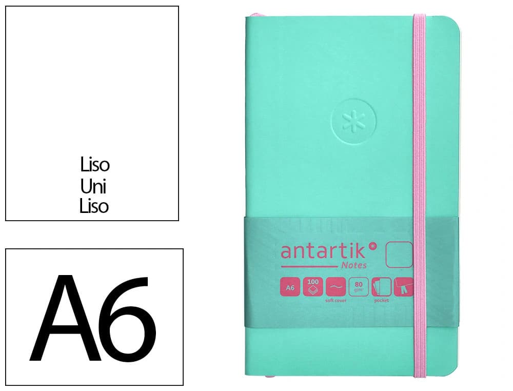 Antartik Cuaderno con gomilla antartik notes tapa blanda a6 hojas lisas 100 hojas 80 gr fsc