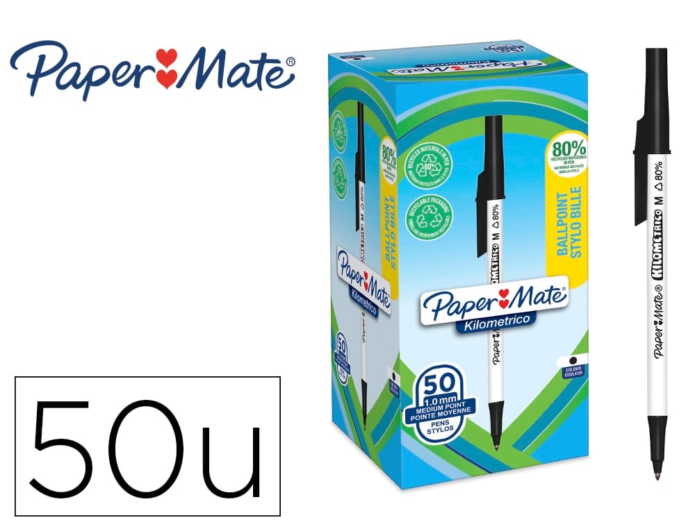 Papermate Boligrafo paper mate kilometrico punta 1 mm plastico reciclado 80%