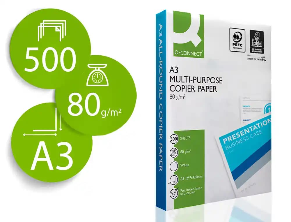 Papel fotocopiadora q-connect economy 80 gramos paquete de 500 hojas