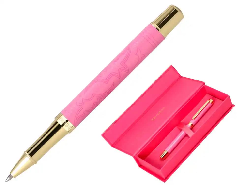 Roller Belius Wild West de aluminio, tinta negra, 0,7 mm, en caja de diseño – Rosa dorado