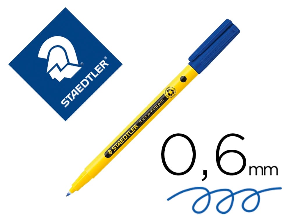 Staedtler Rotulador staedtler noris writing pen 307 tinta base de agua punta fina trazo 0,6 mm