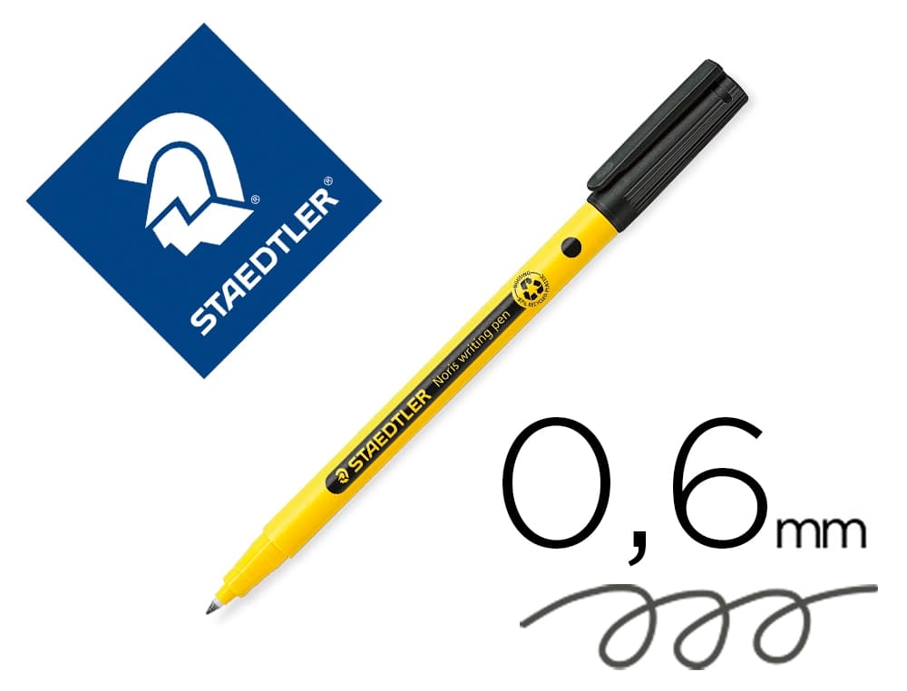 Rotulador Staedtler Noris writing pen 307 de punta fina con tinta a base de agua, trazo de 0,6 mm – Negro