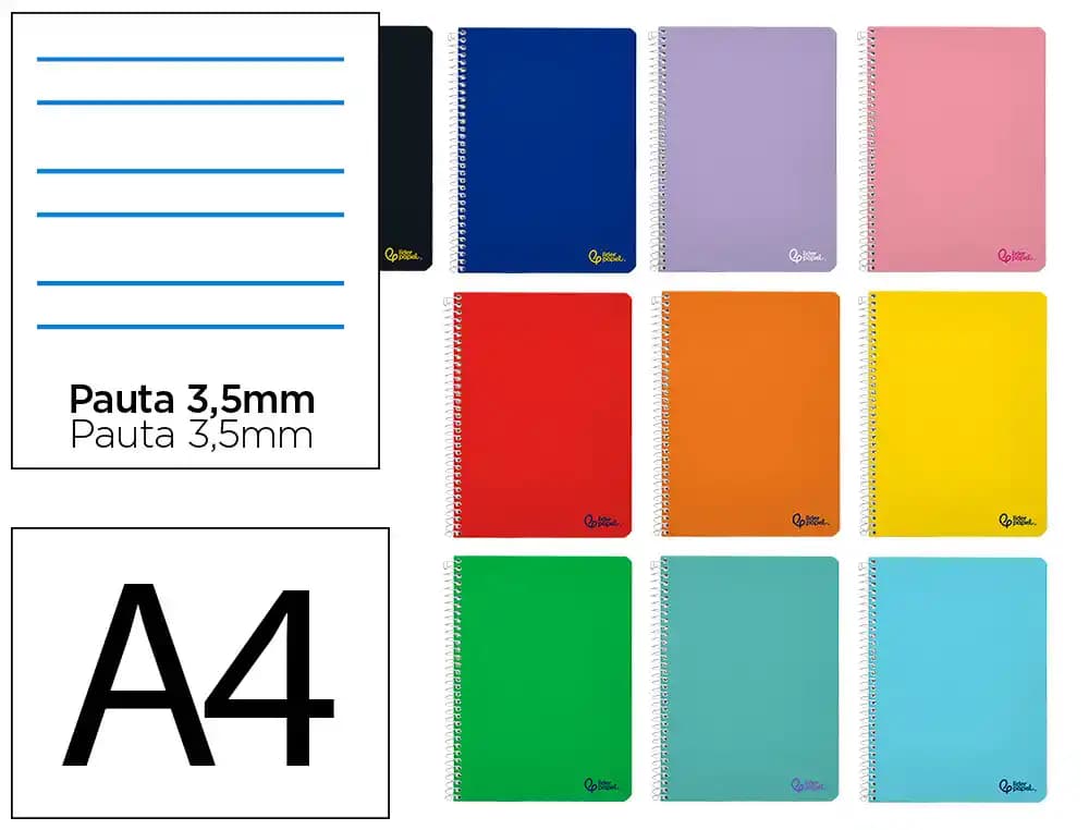 Liderpapel Cuaderno espiral liderpapel a4 smart tapa blanda 80h 75gr pauta 3,5mm con margen colores