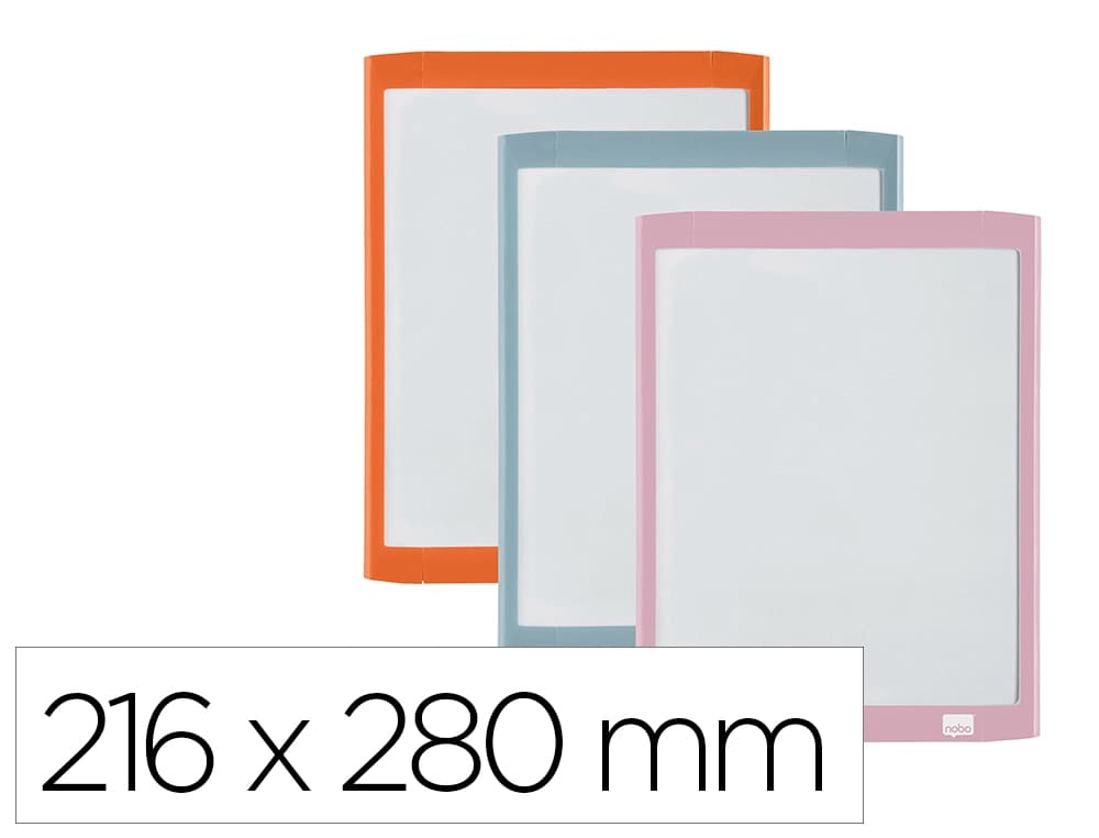 Nobo Pizarra blanca nobo magnetica con borrador iman y rotulador marco colores pastel surtidos 216x280 mm