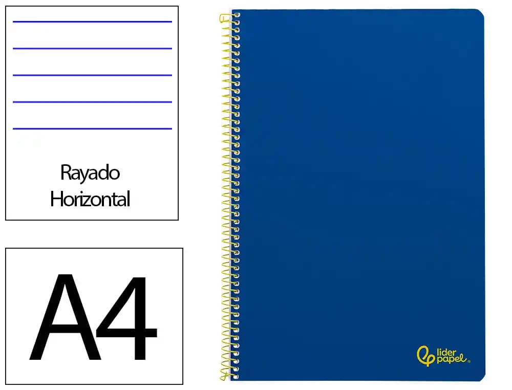 Liderpapel Cuaderno espiral liderpapel a4 smart tapa blanda 80h 75gr rayado horizontal con margen oscuro