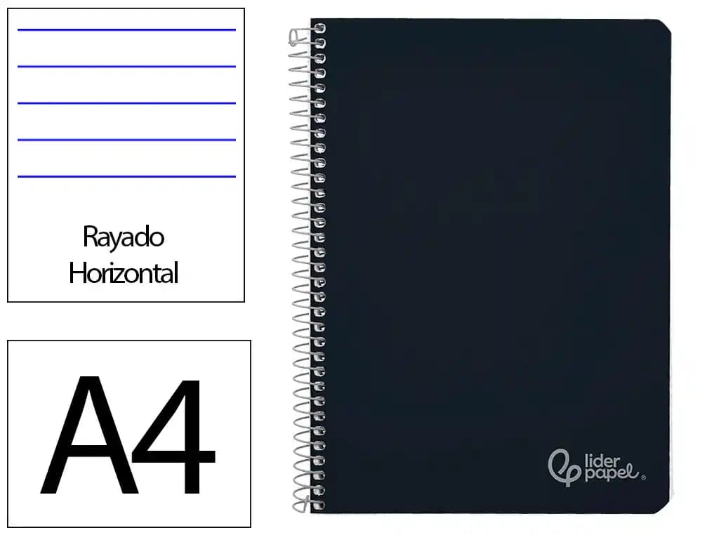 Cuaderno espiral liderpapel a4 witty tapa dura 80h 90gr rayado horizontal con margen