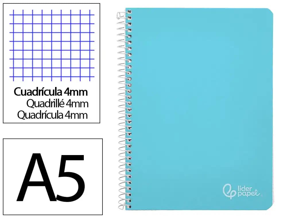 Cuaderno espiral liderpapel a5 witty tapa dura 80h 90gr cuadro 4mm con margen