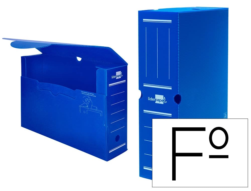Liderpapel Caja archivo definitivo plastico liderpapel lomo 100 mm 360x100x260 mm