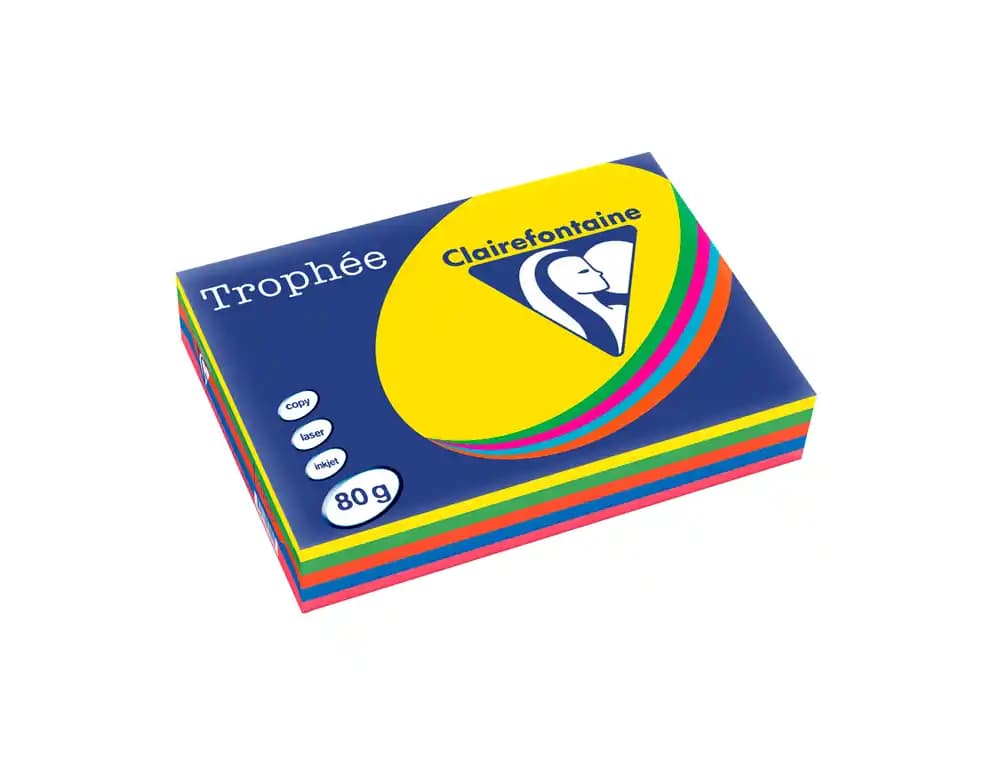 Trophee Papel color trophee din a4 80 gr 5 colores surtidos intensos paquete de 500 hojas (100 hojas x color)