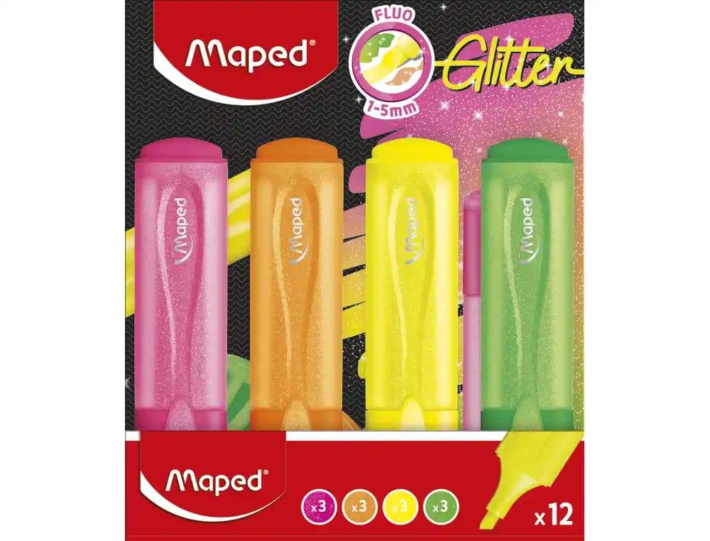 Maped Rotulador maped fluorescente glitter colores surtidos