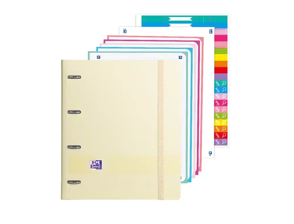 Carpeta con recambio oxford europeanbinder live&go din a4+polyfoam 4 anillas 35 mm cuadro 5 mm colores