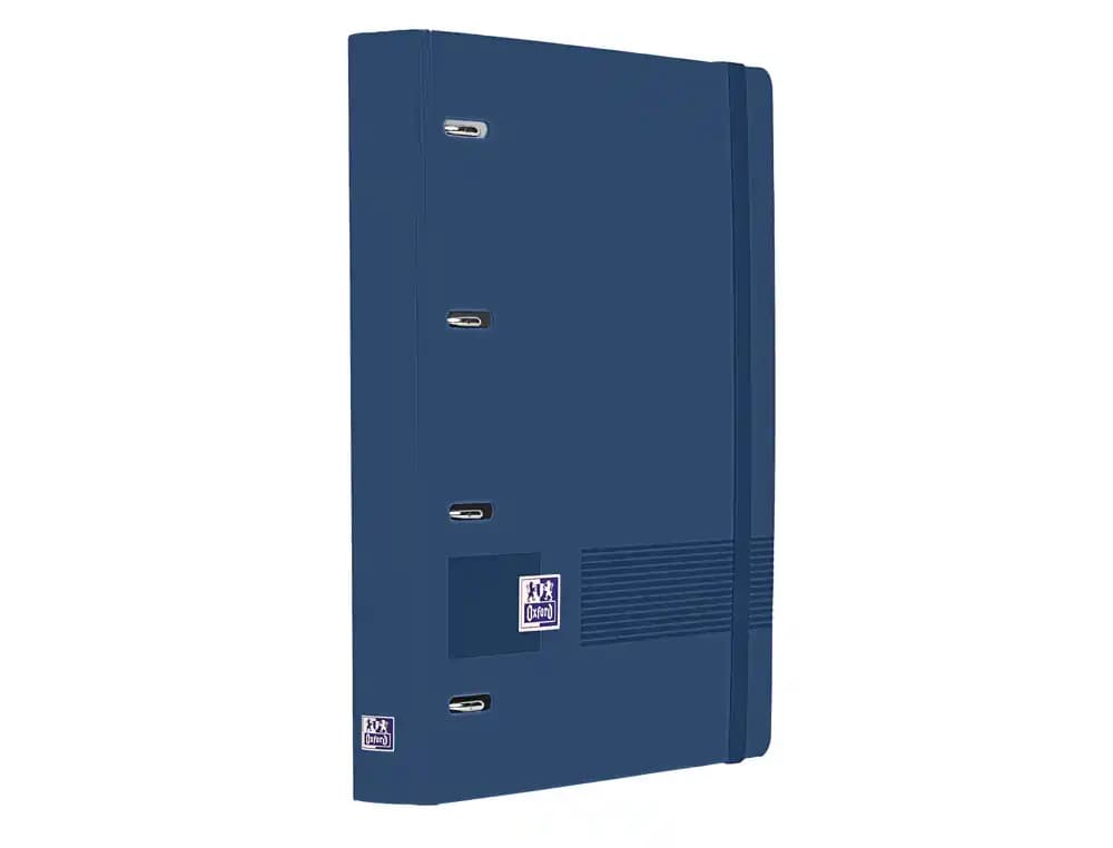Carpeta de 4 anillas Oxford European Binder Live&Go DIN A4 con tapa de polifoam y recambio de 120 hojas de cuadro de 5 mm – Azul marino