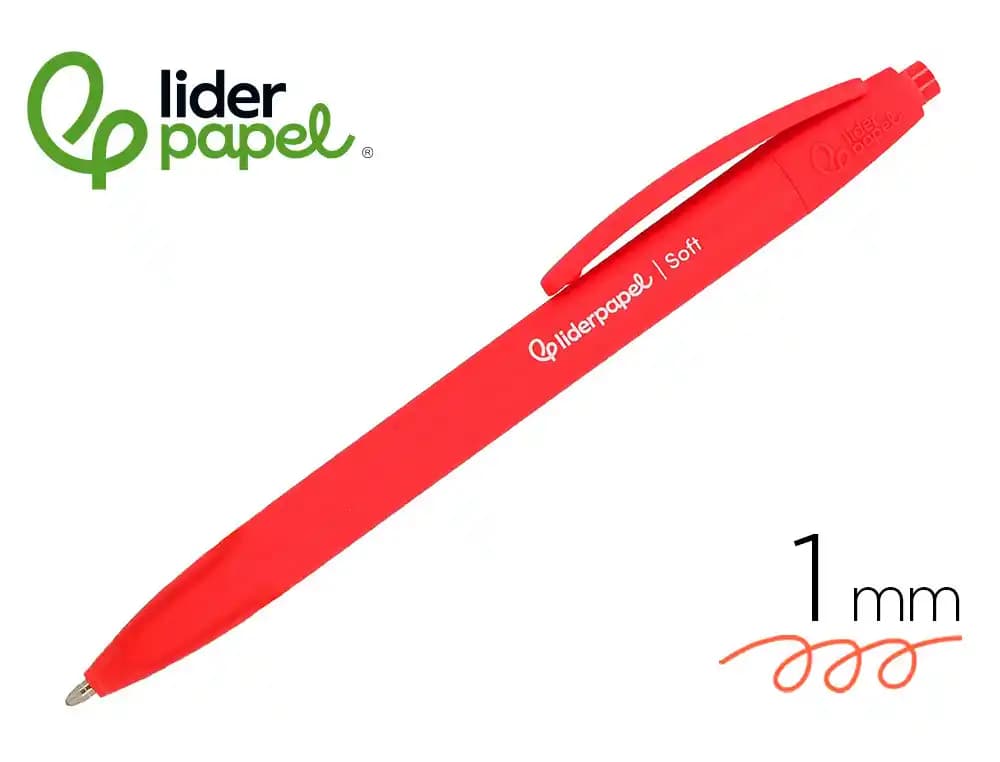 Boligrafo liderpapel punta 1 mm retractil con clip acabado soft touch tinta azul cuerpo