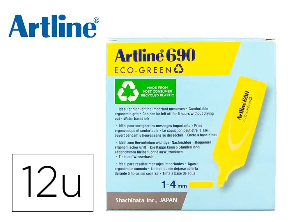Artline Rotulador artline fluorescente ek-690 eco green punta biselada 1-4 mm