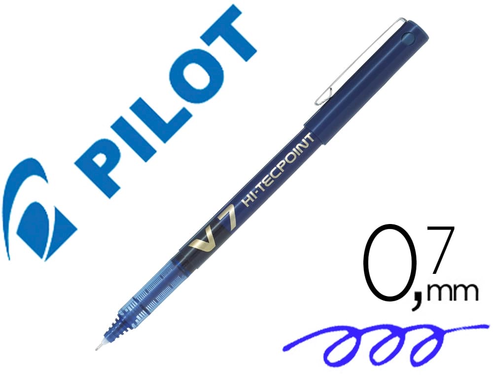 Rotulador Pilot V7 de punta de aguja de 0,7 mm con tinta líquida – Azul