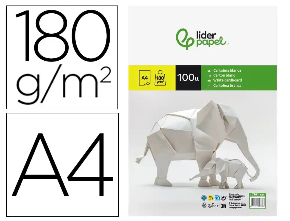 Liderpapel Cartulina liderpapel paquete de 100 hojas