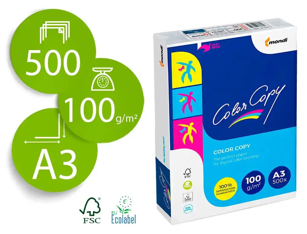 Papel fotocopiadora color copy paquete de 500 hojas — DIN A3 · 297 × 420 mm · 100g · 500 hojas