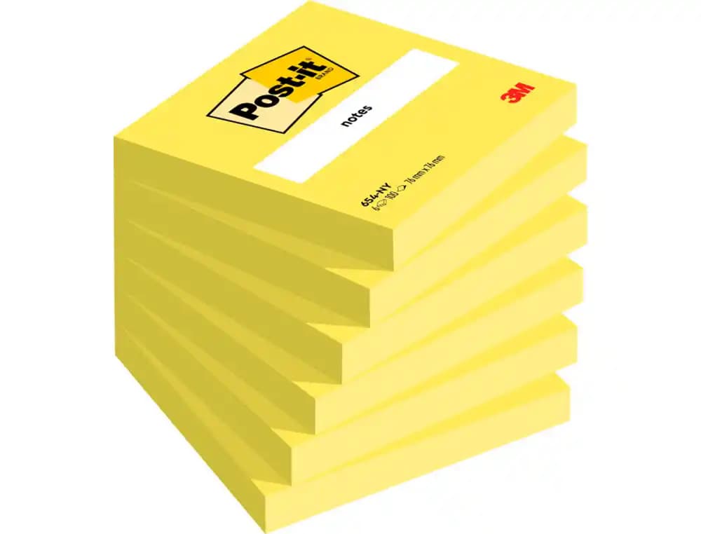 Post-it Bloc de notas adhesivas quita y pon post-it 76x76 mm neon con 100 hojas