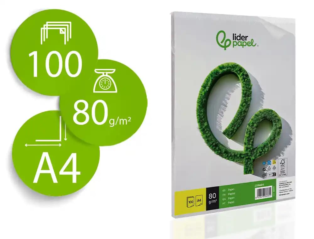 Liderpapel Papel liderpapel liso paquete de 100 hojas