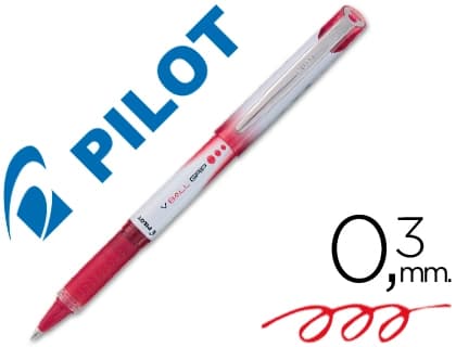 Roller Pilot V-Ball Grip de tinta líquida de 0,5 mm con visor de tinta – Rojo