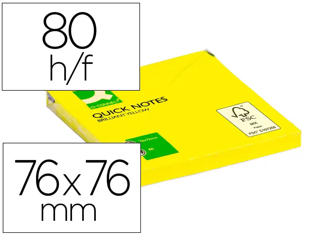 Q-connect Bloc de notas adhesivas quita y pon q-connect 76x76 mm 80 hojas