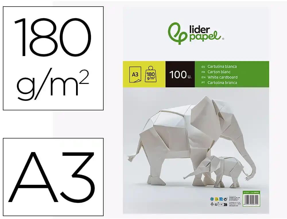 Cartulina liderpapel paquete de 100 hojas — DIN A3 · 297 × 420 mm · 180g · 100 hojas