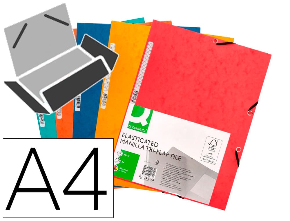 Q-connect Carpeta q-connect gomas kf02174 carton simil-prespan solapas 320x243 mm colores surtidos