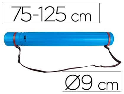 Portaplanos Liderpapel de plástico de 9 cm de diámetro, extensible hasta 125 cm, con cinta para colgar – Azul