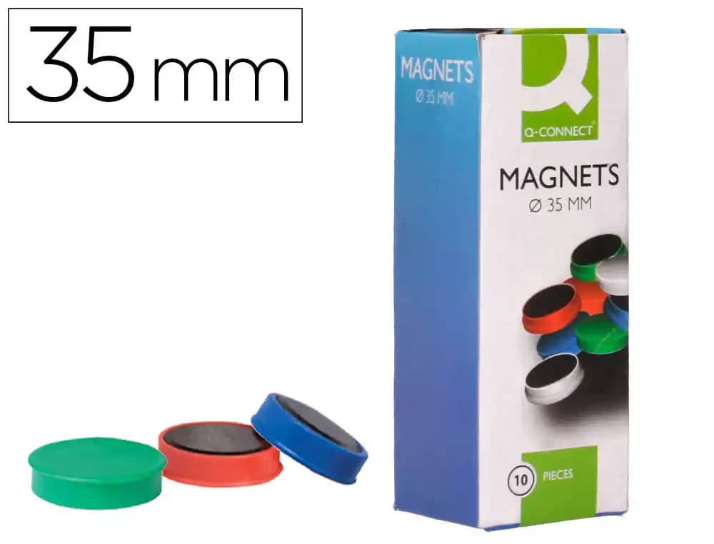 Q-connect Iman para sujecion q-connect ideal para pizarras magneticas35 mm colores caja de 10 unidades