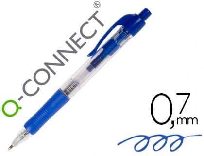 Q-connect Boligrafo q-connect retractil con sujecion de caucho tinta aceite 0,7 mm