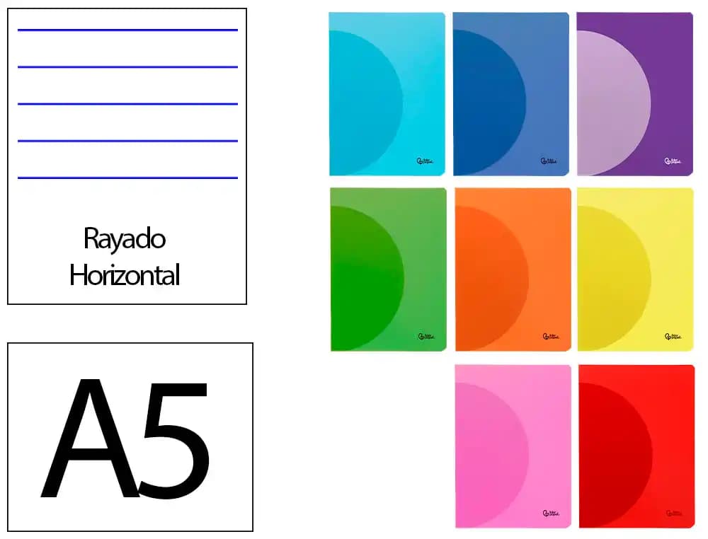 Liderpapel Libreta liderpapel 360 tapa de plastico a5 48 hojas 90gr horizontal con margen colores surtidos