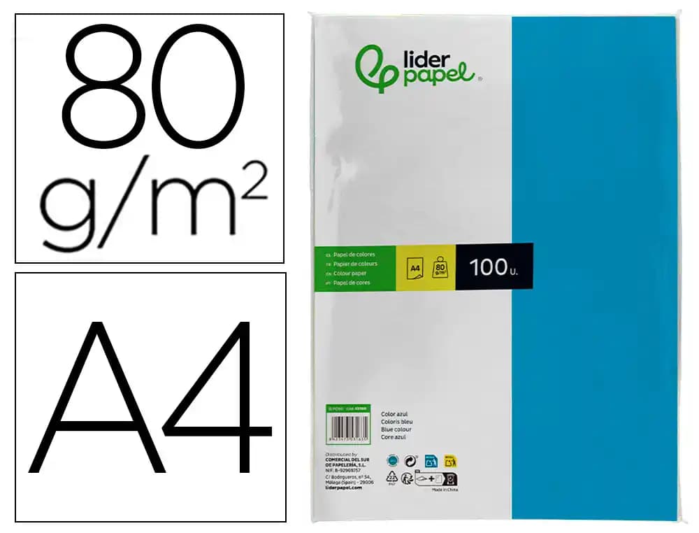 Liderpapel Papel color liderpapel din a4 80gr paquete de 100 hojas