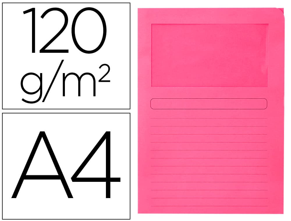 Subcarpeta Q-Connect de cartulina de 120 g con ventana transparente en la tapa, DIN A4 – Rosa