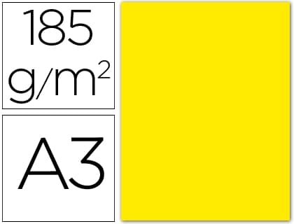 Cartulina guarro paquete 50 hojas — DIN A3 · 297 × 420 mm · 250g · 50 hojas · Amarillo fluorescente