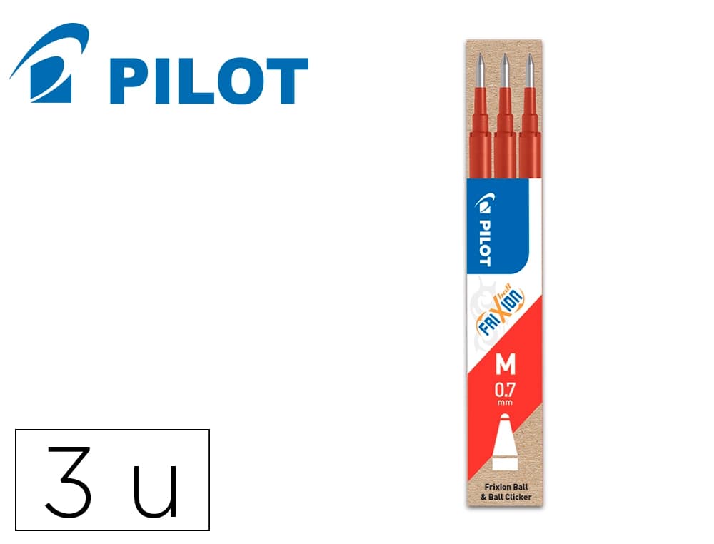 Recambio para bolígrafo Pilot FriXion Ball Clicker, caja de 3 unidades – Rojo