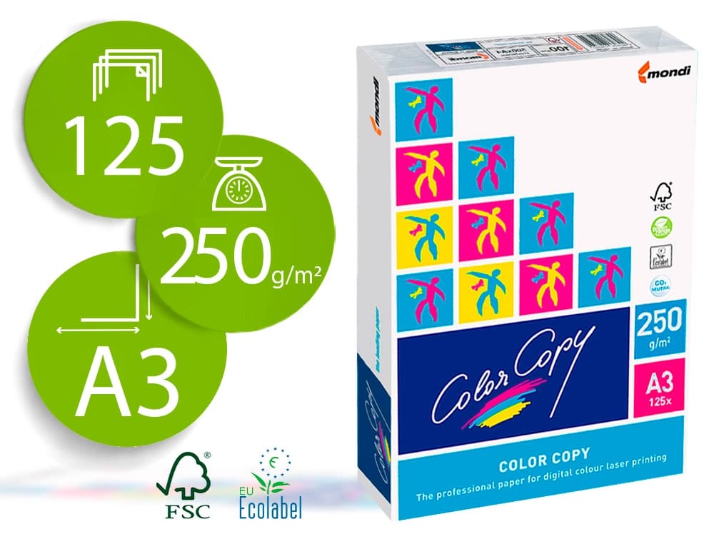 Papel fotocopiadora color copy paquete de 125 hojas — DIN A3 · 297 × 420 mm · 250g · 125 hojas
