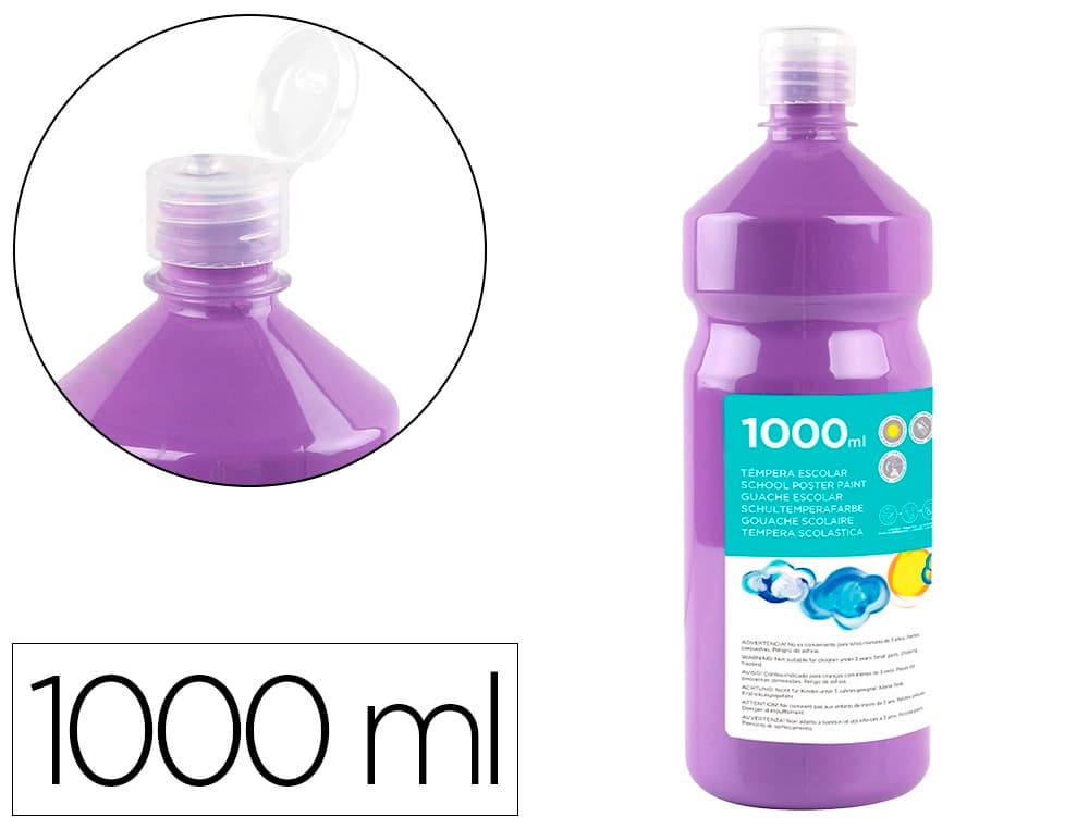 Témpera líquida escolar Liderpapel de 1.000 ml – Lila