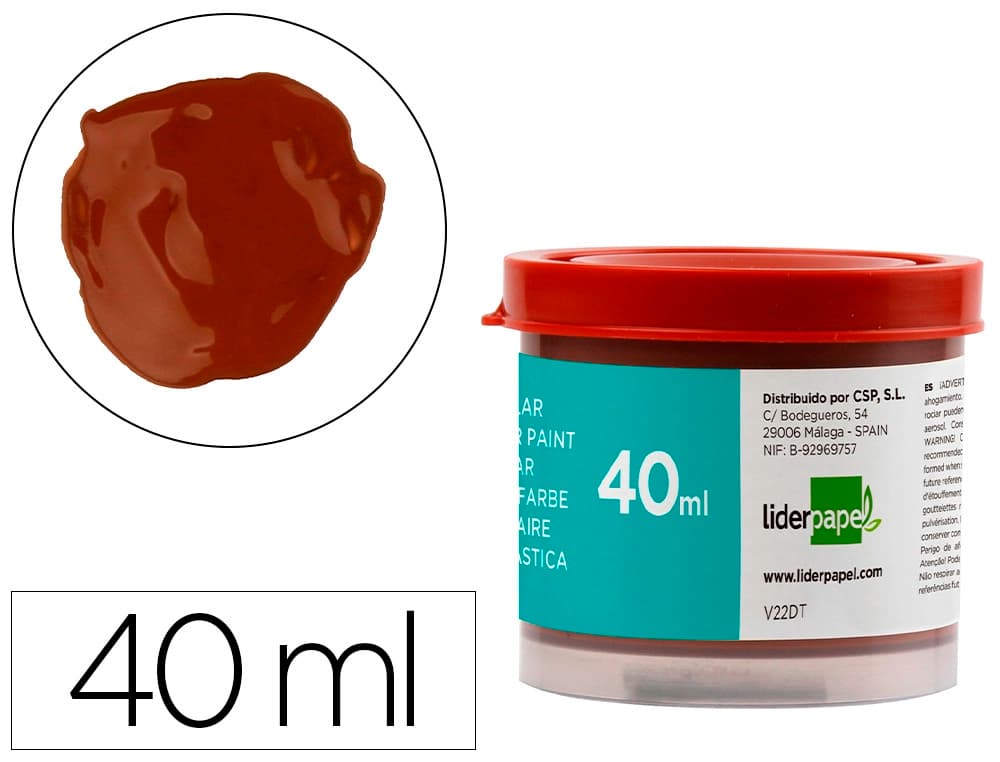 Témpera escolar Liderpapel de 40 ml – Marrón