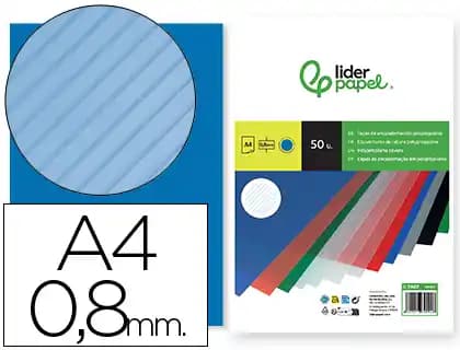 Tapa encuadernacion liderpapel polipropileno ondulado a4 0.8 mm paquete de 50 unidades