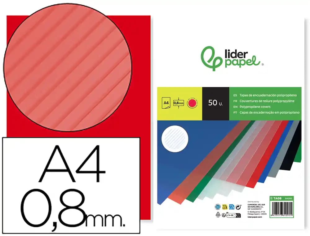 Liderpapel Tapa encuadernacion liderpapel polipropileno ondulado a4 0.8 mm paquete de 50 unidades