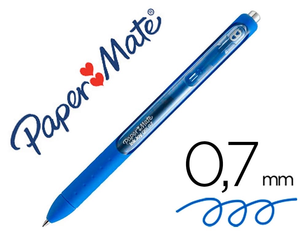 Papermate Boligrafo paper mate inkjoy retractil gel pen 0,7mm azul punta de bola trazo 0.35mm