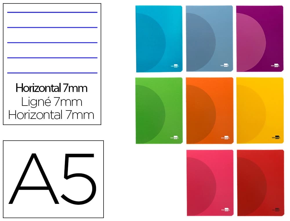 Liderpapel Libreta liderpapel 360 tapa de plastico 48 hojas horizontal con doble margen colores